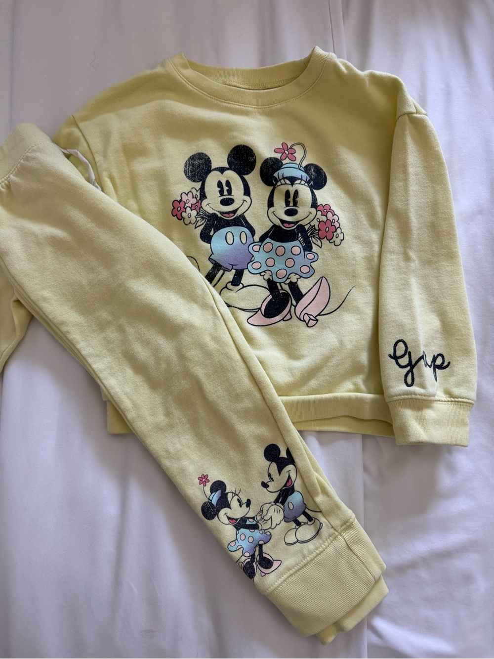 GAP Kids Yellow Mickey & Minnie Sweatshirt and Pants Set